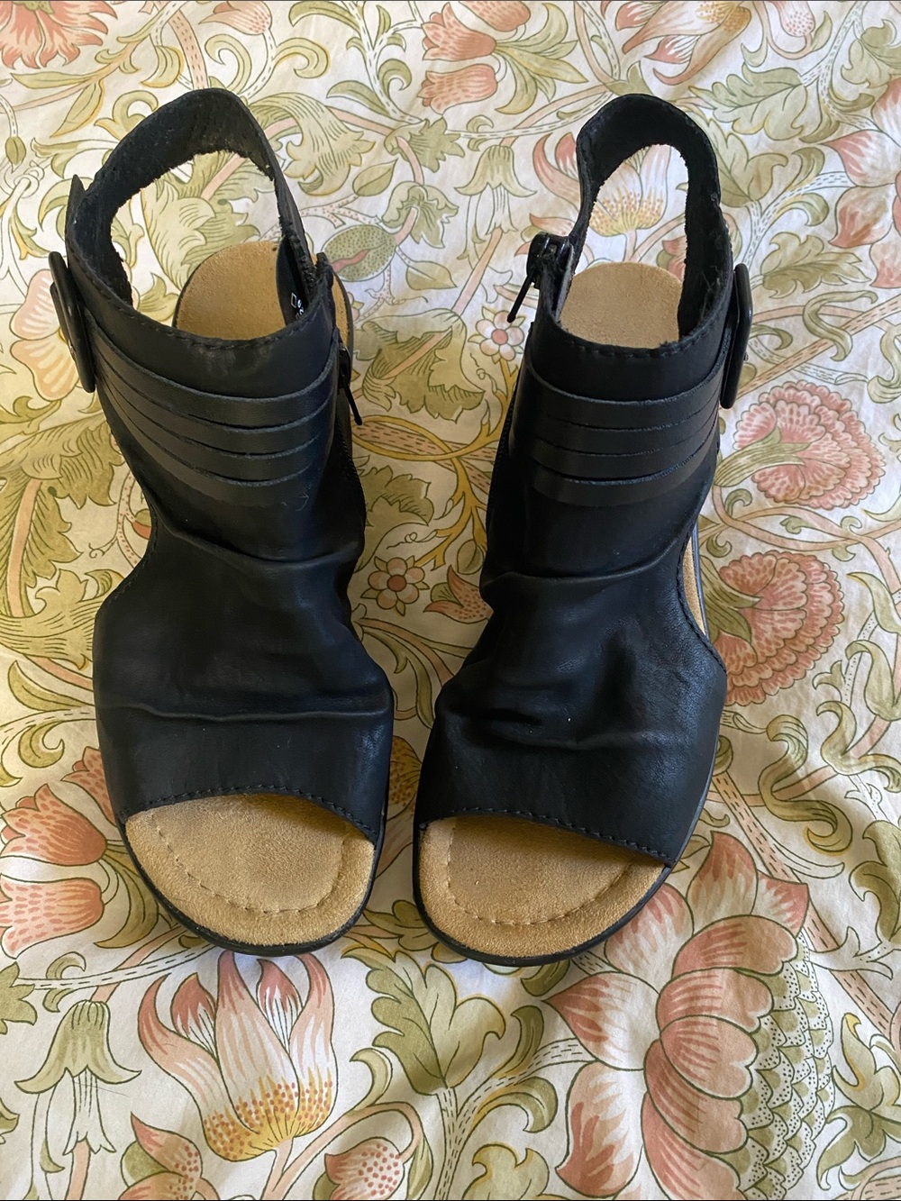 Rieker Black Open-Toe Wedge Slingback Sandals